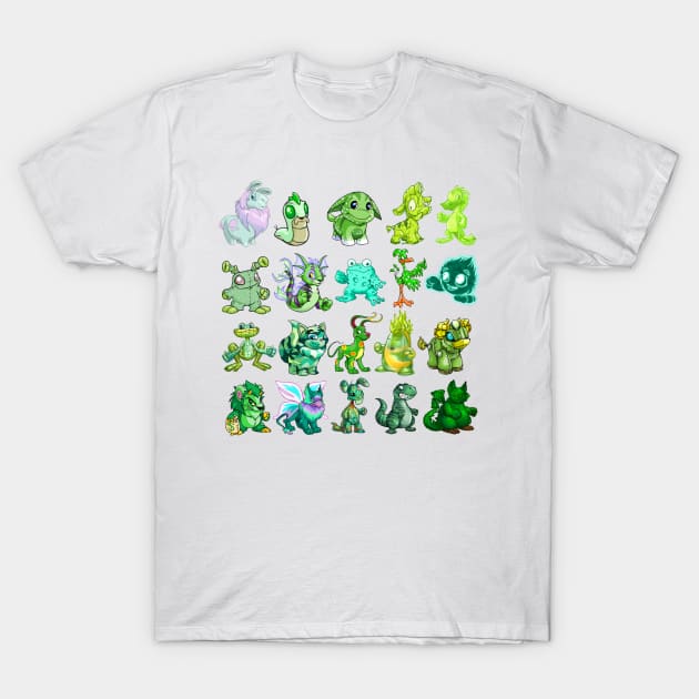 Green Neopets Rainbow T-Shirt by Curious Sausage